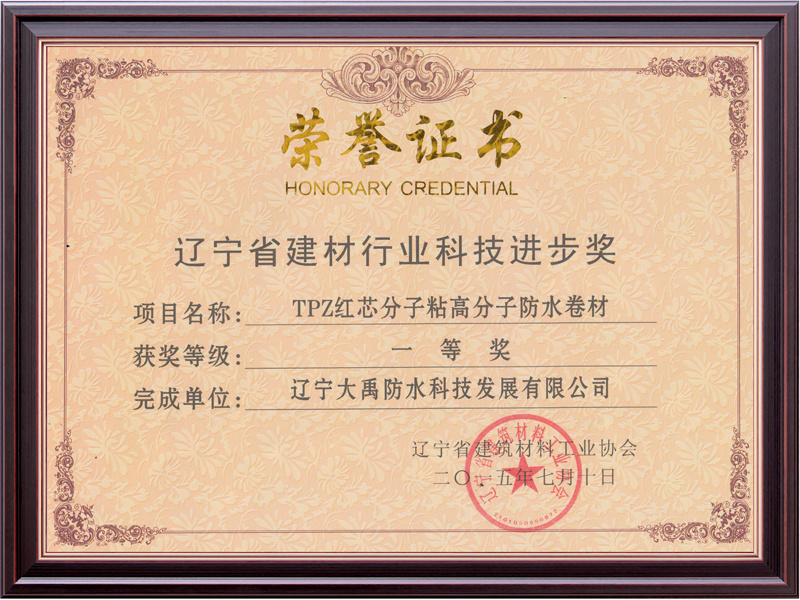 2015 Red Core Molecular Adhesive Technology Progress Award First Prize